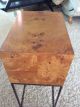 Mid Century Modern Olive Ash Burl Wood Metal Bronze End Table Night Stand Drawer Mid-Century Modernism photo 6