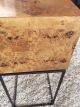 Mid Century Modern Olive Ash Burl Wood Metal Bronze End Table Night Stand Drawer Mid-Century Modernism photo 8
