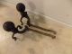 Antique Vintage ' Rostand N.  ' Bronze Brass Fireplace Andirons Cannonball Firedogs Hearth Ware photo 4