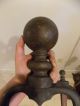 Antique Vintage ' Rostand N.  ' Bronze Brass Fireplace Andirons Cannonball Firedogs Hearth Ware photo 8