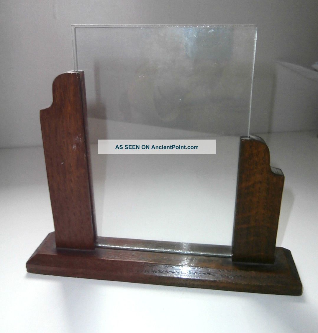 1930s Art Deco Period Dark Oak Photo Frame With Glass 6 1/2 