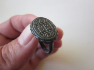 Very Rare Ancient Roman Period Bronze Engraved Ring Seal photo