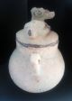 Rare Egyptian Blue Glazed Coptic Jar Features Figural Bull Lid Egyptian photo 1
