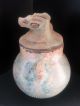 Rare Egyptian Blue Glazed Coptic Jar Features Figural Bull Lid Egyptian photo 3