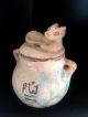 Rare Egyptian Blue Glazed Coptic Jar Features Figural Bull Lid Egyptian photo 4