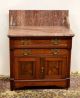 Antique Victorian Eastlake Walnut Washstand Commode Vanity Marble Top 1800-1899 photo 1