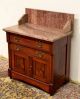 Antique Victorian Eastlake Walnut Washstand Commode Vanity Marble Top 1800-1899 photo 2