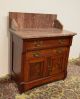 Antique Victorian Eastlake Walnut Washstand Commode Vanity Marble Top 1800-1899 photo 3