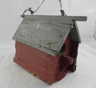 Old Vintage Rustic Primitive Wooden Birdhouse Bird Feeder Handmade Shabby Chic photo