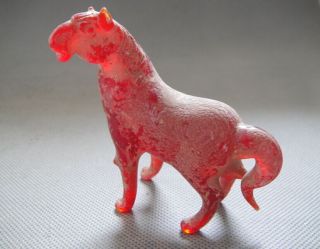Chinese Ancient Peking Glass Hand - Carved The Horse Statue A073 photo