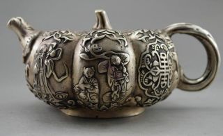 Collectible Decorated Old Handwork Tibet Silver Pumpkin Immortal Child Tea Pot photo