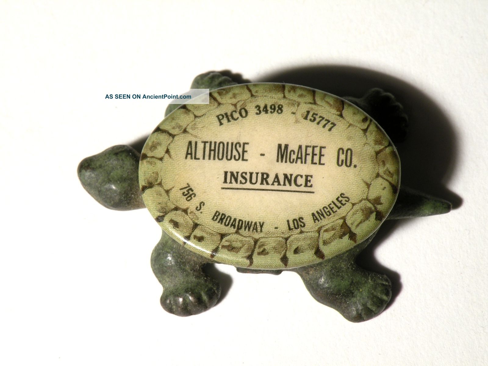 Turtle Paperweight Advertising Insurance - Los Angeles,  C.  I.  And Celluloid Other Mercantile Antiques photo
