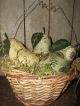 Primitive Prim Pears In Basket Summer Fruit Arrangement Rustic Folk Art Ornies Primitives photo 3