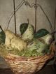 Primitive Prim Pears In Basket Summer Fruit Arrangement Rustic Folk Art Ornies Primitives photo 7