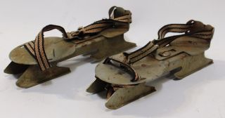 Vintage Metal Ice Skates Usa Double Blade Vintage Decor Lodge Ski 180511 photo
