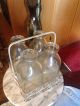 Rare Antique 4 Qt Milk Carrier And Bottles 