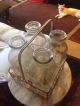 Rare Antique 4 Qt Milk Carrier And Bottles 