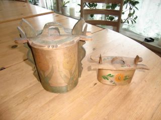 Two Old Scandinavian Tine Boxes Norway Or Sweden Dated 1900 photo