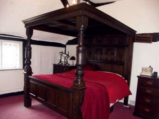 Solid Dark Oak Carved Full Tester (four Poster Bed) Best Seen On Youtube. photo