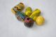 Antique Old Millefiori Venetian Glass Trade Beads Blue Red Yellow Flowers Stripe African photo 7