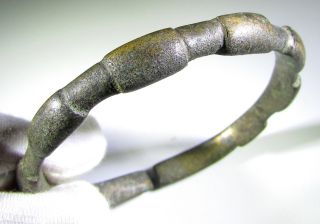 Very Rare Ancient Celtic Bronze Decorated Arm Ring / Bracelet - D6 photo