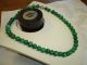 Green Jade Stone Beads 48pc Strand Necklace Sterling Precolumbian Ancient Mayan? The Americas photo 5