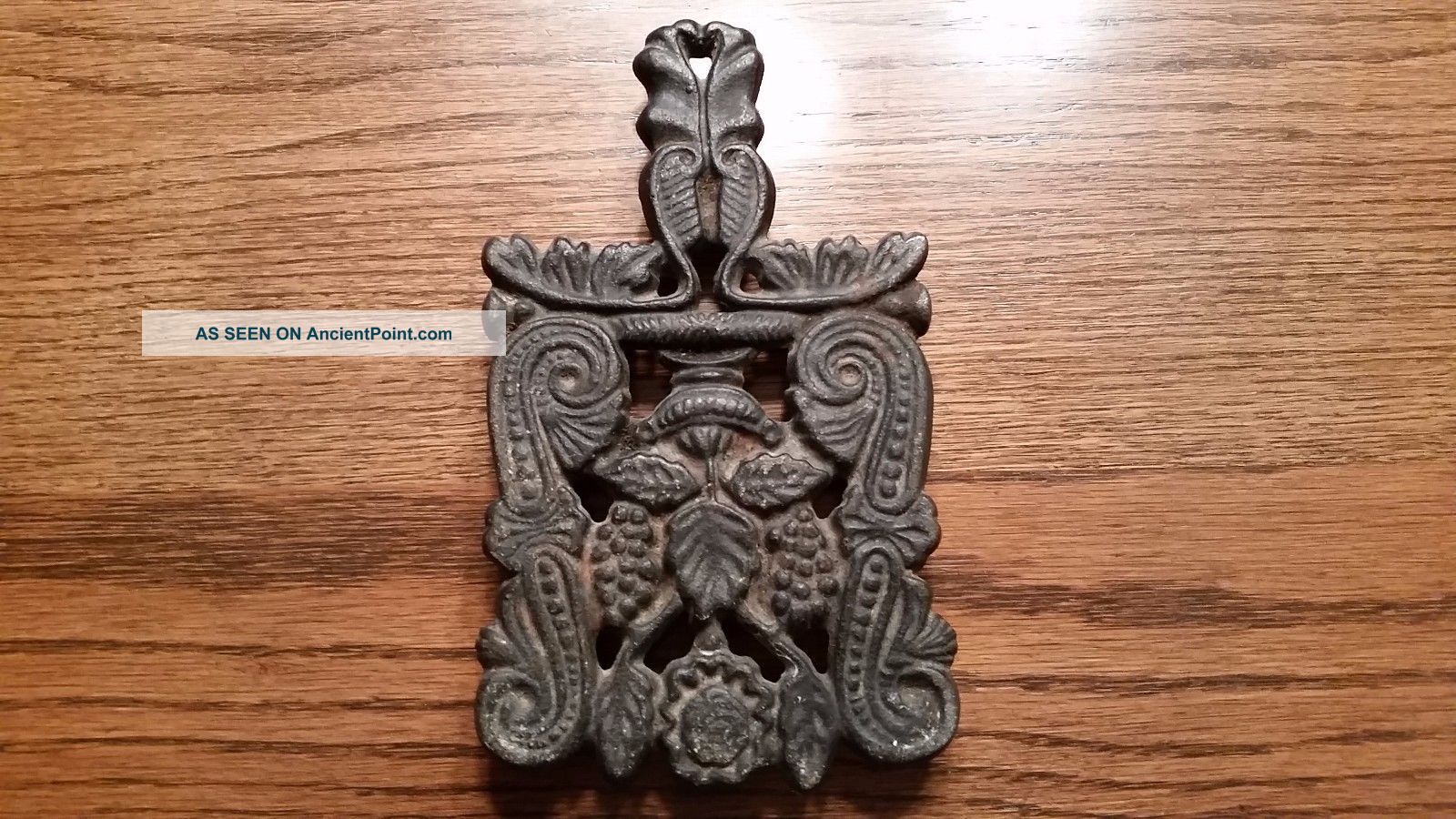 Antique Cast Iron Griswold Trivet 1904,  Grape Pattern Trivets photo