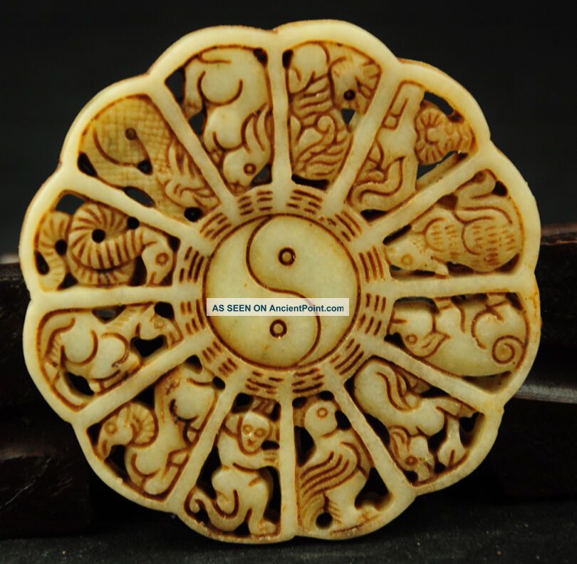 Chinese Old Jade Hand - Carved The Statue Of Chinese Zodiac 008 Necklaces & Pendants photo