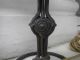 Arts And Crafts Metal Table Lamp With Hand Painted Glass Shade Arts & Crafts Movement photo 3