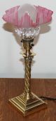 Pair Antique Brass Edwardian Corinthian Column Electric Table Lamps - Cranberry Lamps photo 3