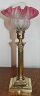Pair Antique Brass Edwardian Corinthian Column Electric Table Lamps - Cranberry Lamps photo 7