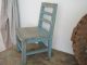 Old Blue Paint Primitive Child Doll Wood Chair Great American Country Find Aafa Primitives photo 10