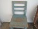 Old Blue Paint Primitive Child Doll Wood Chair Great American Country Find Aafa Primitives photo 1