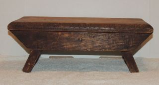 Antique Primitive Small Country Stool W.  Brown Paint,  Aafa photo