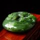 Rare Natural Green Hetian Jasper Hand - Carved Statue —— Lingzhi & Pixiu & 福 Kwan-yin photo 5