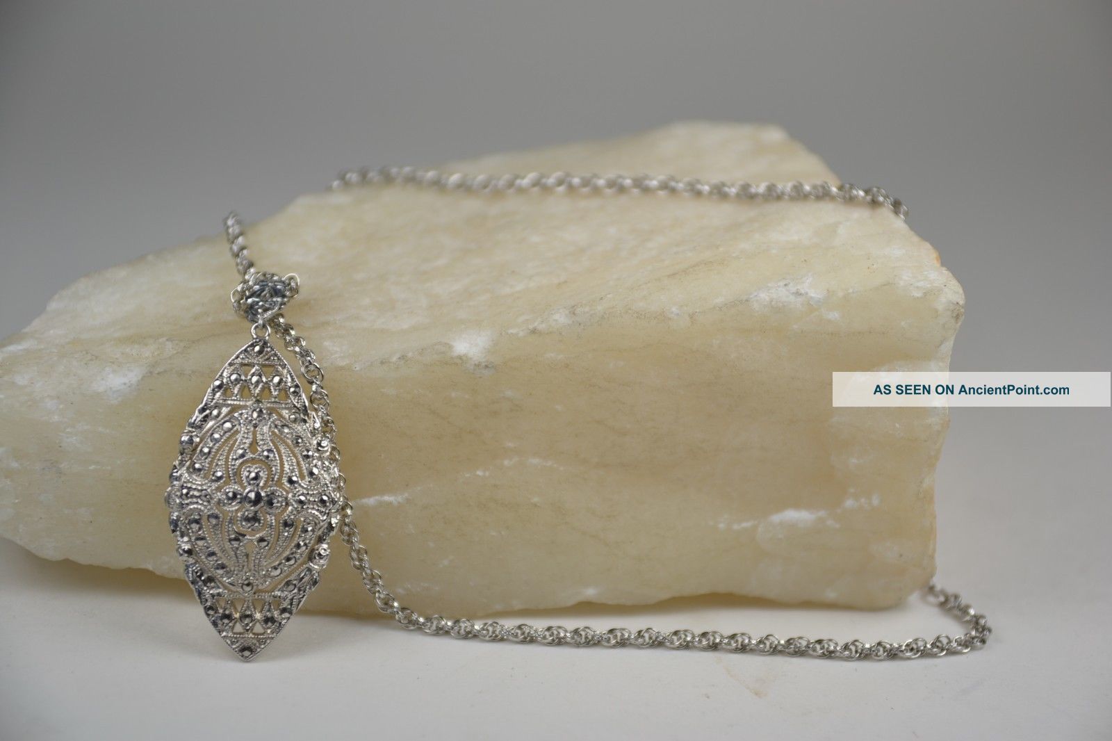 Sterling Silver Necklace - 16 Inch Diamond Cut Link Chain With Sterling Pendant Other Antique Sterling Silver photo