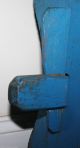 Antique Country Primitive Small Wooden Bench Old Blue Paint; Stool,  Wedge Joints Primitives photo 2