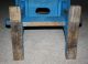 Antique Country Primitive Small Wooden Bench Old Blue Paint; Stool,  Wedge Joints Primitives photo 7