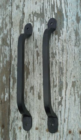 Hand Wrought Iron Door Pulls,  2 Heavy Iron Handles,  Barn Door,  Blacksmith photo