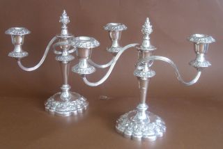 An Attractive And Good Quality Silver Plated Two Branch Candelabra photo