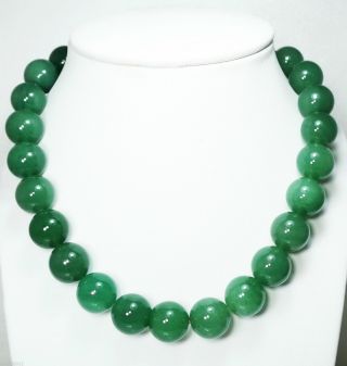 Antique Chinese Handmade Carved Emerald Green Jadeite Jade Pendant Necklace18mm photo