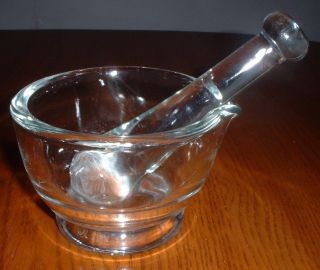Antique Vintage Heavy Blue Glass Mortar & Pestle Apothecary Medical Pharmacy photo