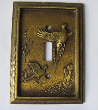 Vtg Keeler Brass Pheasant Outdoor Hunting Wall Ornate Single Switch Plate Cover photo