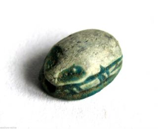 2300 B.  C Egypt Old Kingdom.  Vi Dynasty Faiance Scarab Beetle Seal Amulet Pendant photo