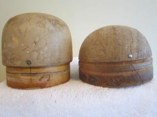 Vtg Two Wood Hat Block /millinery Wood Hatmaking Block/form/mold/brim photo