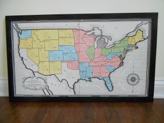 Vintage 1952 Framed Board Game - Map Of The United States - The Game Of Politics photo