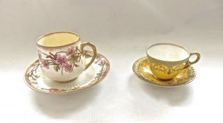 2 Different English Porcelain Demitasse Cups & Saucers By Coalport & Crescent Nr photo