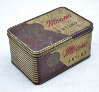 1940s Vintage Ad Sign Litho Printed Tin Box Moono Brilliantine Cosmetics photo