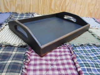 Primitive Wood Medium Serving Gathering Tray Black Aged Country Farmhouse Star photo