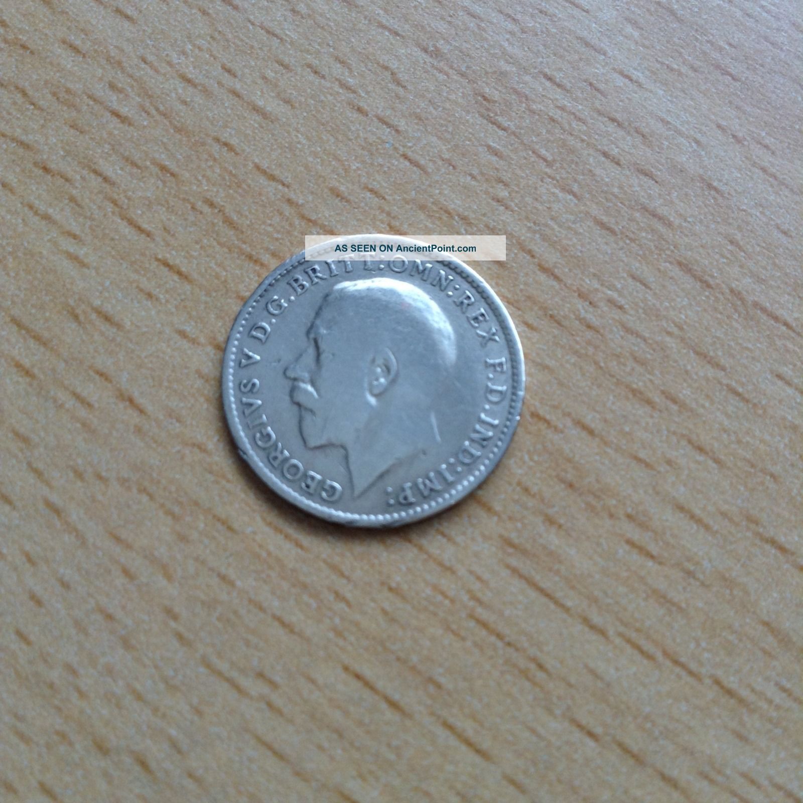 1918 King George V Silver 3d Coin Wwl British photo